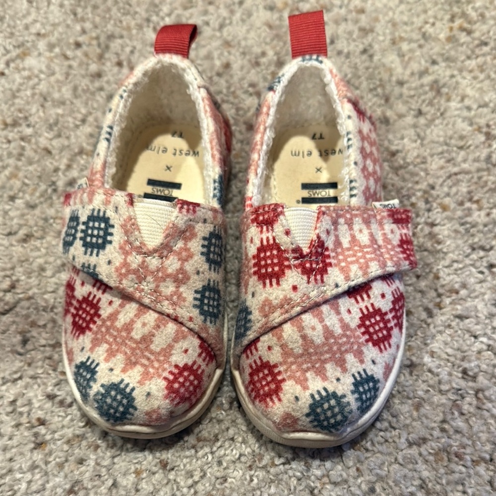 TOMS x West Elm Kids' Patterned Alpargata Slip-On Shoes Size 7